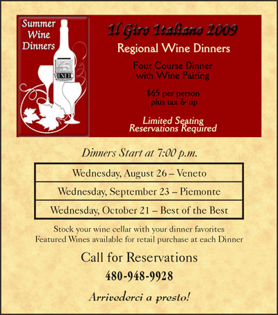Veneto Regional Wine Dinners